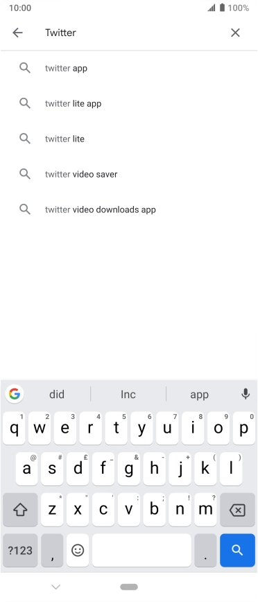 Key in Twitter and press the search icon.