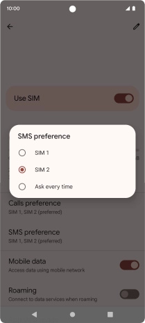 Press the required setting.