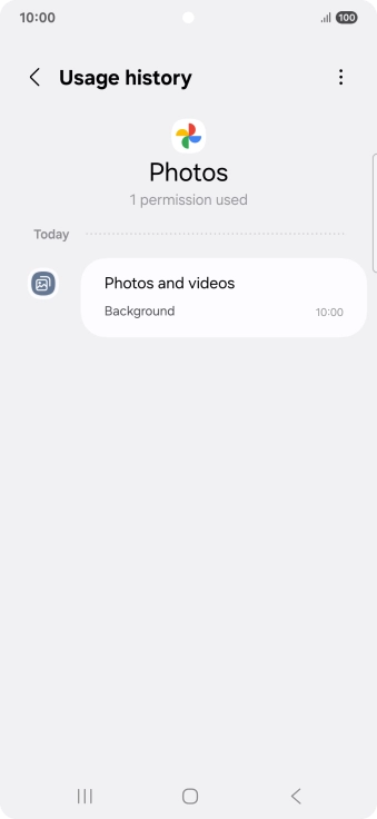 The app activity for the selected app is displayed.