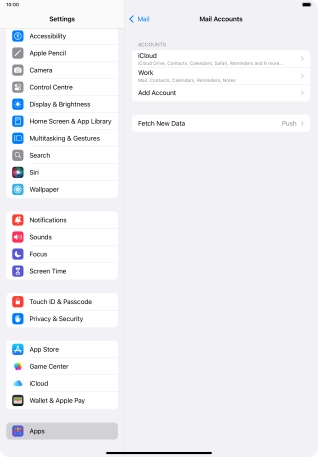 Press the name of the Exchange email account you've just set up.