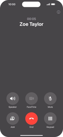 Press the end call icon to end the call and return to the home screen.
