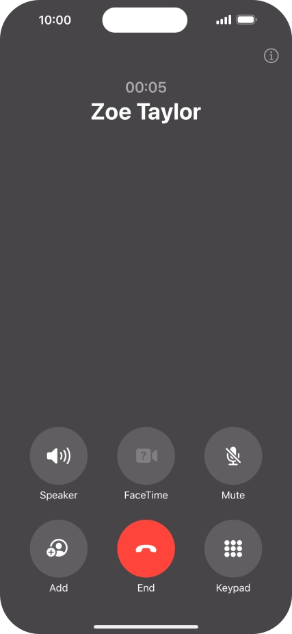 Press the end call icon to end the call and return to the home screen.