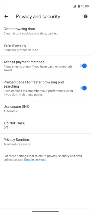 Press Clear browsing data.