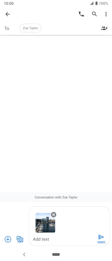 Press the text input field and write the text for your picture message.