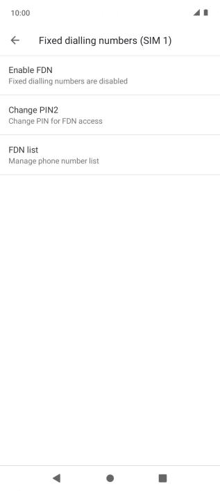 Press Enable FDN to turn on fixed dialling.