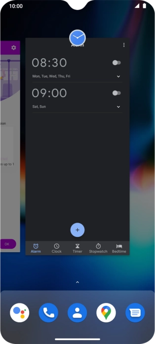 Slide your finger right starting from the left side of the screen.