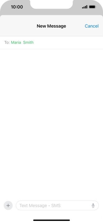 Press the text input field and write the text for your text message.