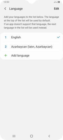 To subsequently select another language as the default language, press the required language.