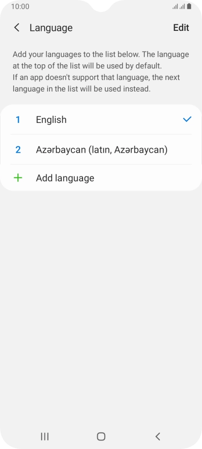 To subsequently select another language as the default language, press the required language.