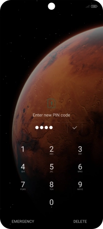 Key in a new four-digit PIN and press the confirm icon.