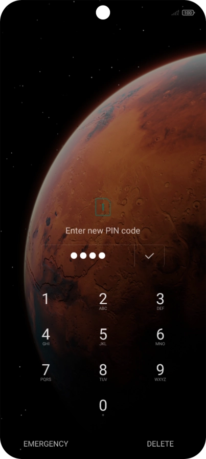 Key in a new four-digit PIN and press the confirm icon.