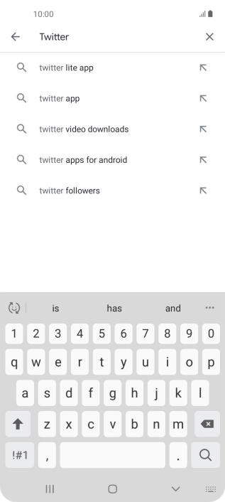 Key in Twitter and press the search icon.