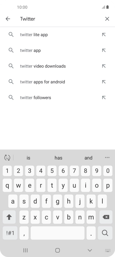 Key in Twitter and press the search icon.
