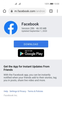 Go to the web page where you can download Facebook and follow the instructions on the screen to install the app.