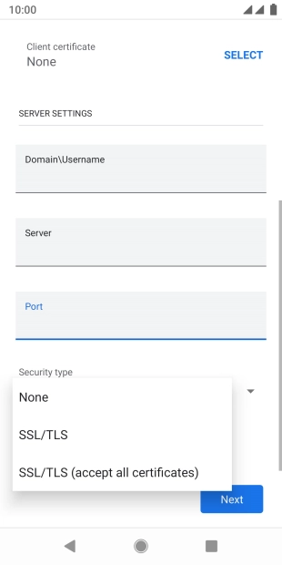 Press the required setting.