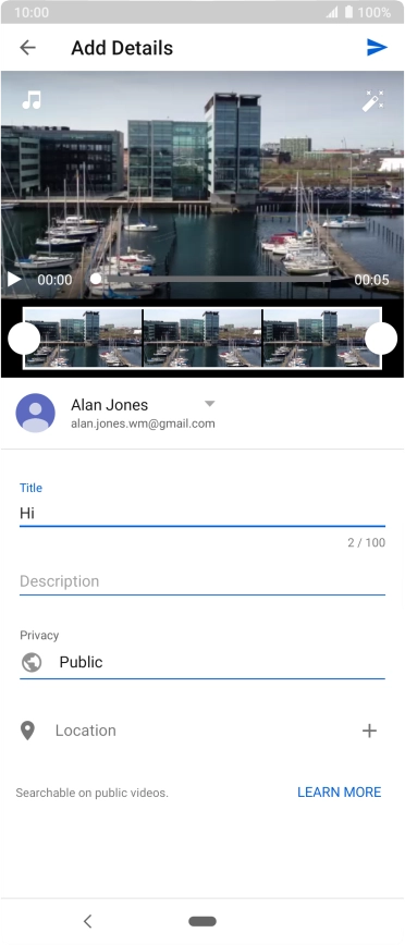 Key in the required text and press the upload icon.