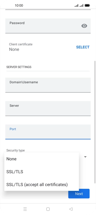Press the required setting.