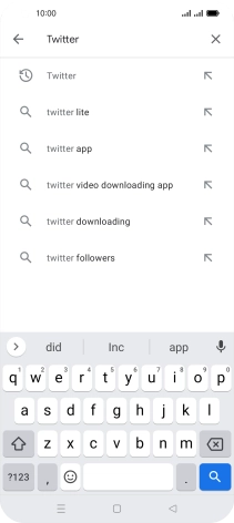 Key in Twitter and press the search icon.