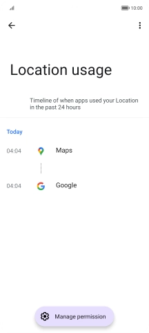 The app activity for the selected app is displayed.