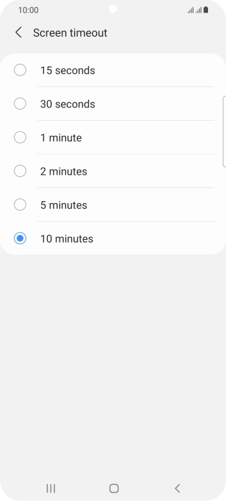 Press the required setting.