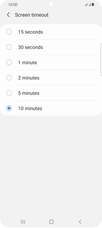 Press the required setting.