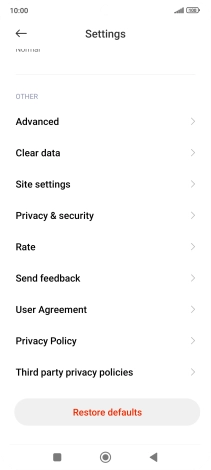 Press Clear data.