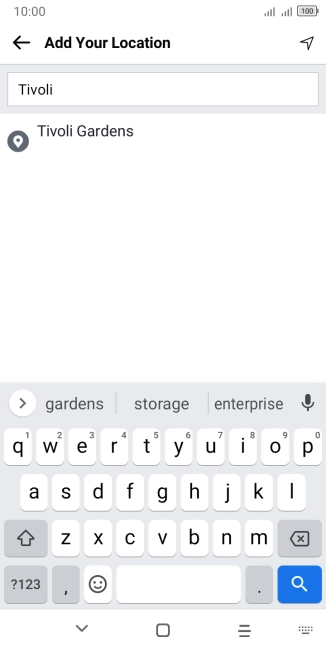 Press the required location.