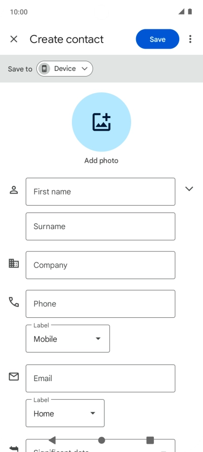 Press First name and key in the first name.