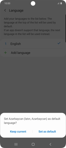 To select the new language as the default phone language, press Set as default.