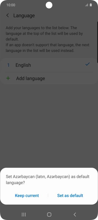 To select the new language as the default phone language, press Set as default.