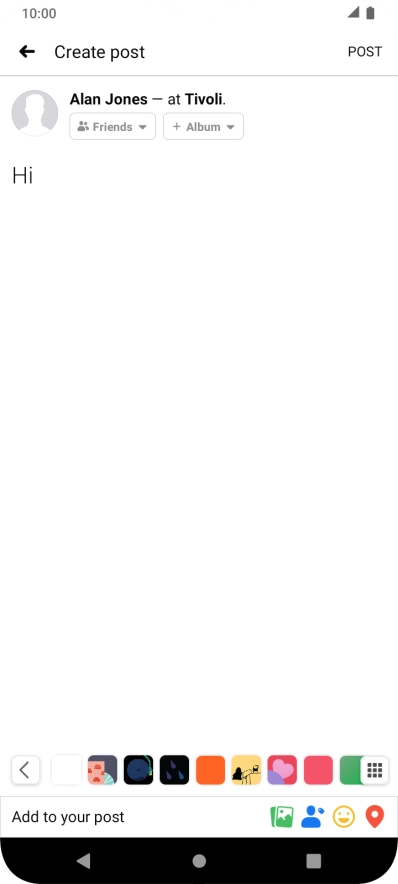 Write the required text and press POST.