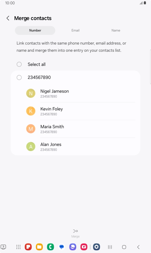 Press the field next to the required number.