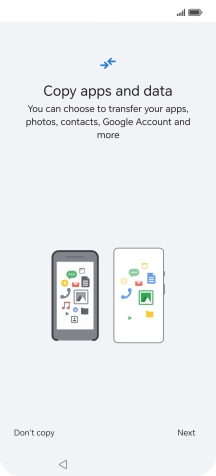 When this screen is displayed, your phone is ready to restore content from a Google One backup.