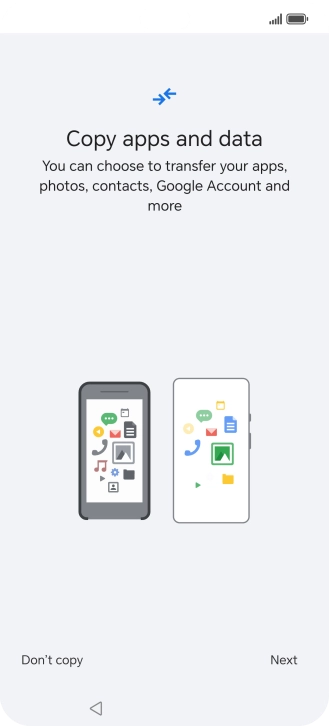 When this screen is displayed, your phone is ready to restore content from a Google One backup.
