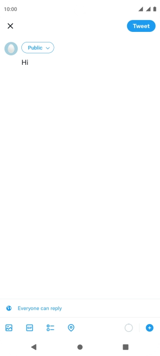 Write the required text and press Tweet.