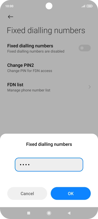 Key in your PIN2 and press OK. The default PIN2 is 1111.