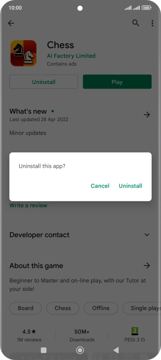 Press Uninstall.