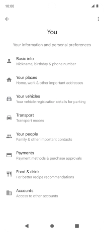 Press Basic info and follow the instructions on the screen to select phone owner settings.