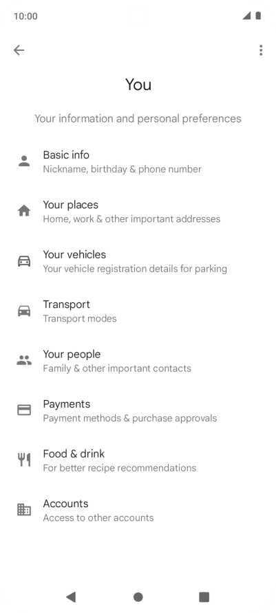 Press Basic info and follow the instructions on the screen to select phone owner settings.