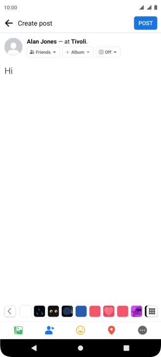 Write the required text and press POST.