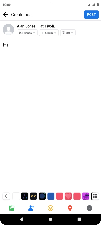 Write the required text and press POST.