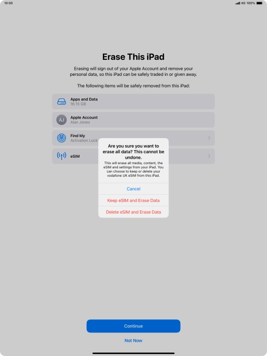 Press the required setting.