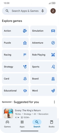 Press the search field.