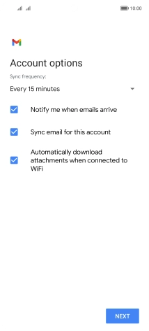 If this screen is displayed, you email account has been recognised and set up automatically. Follow the instructions on the screen to key in more information and finish setting up your phone.