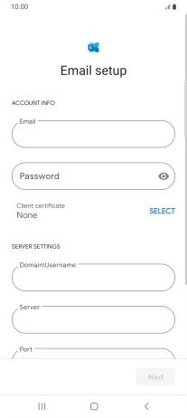 Press Password and key in the password for your email account.