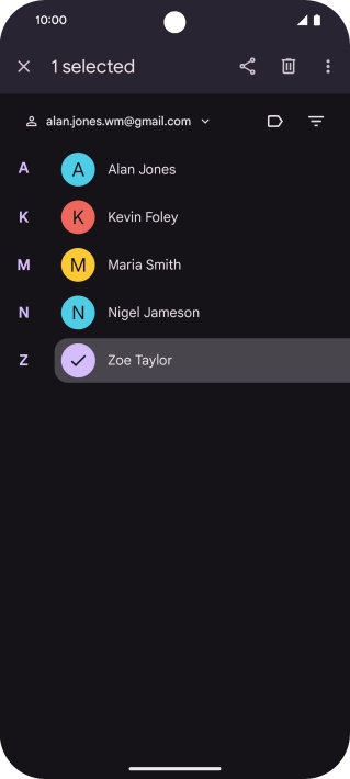 Press the required contact.