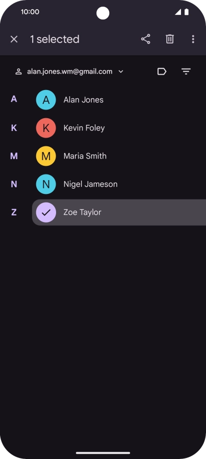 Press the required contact.