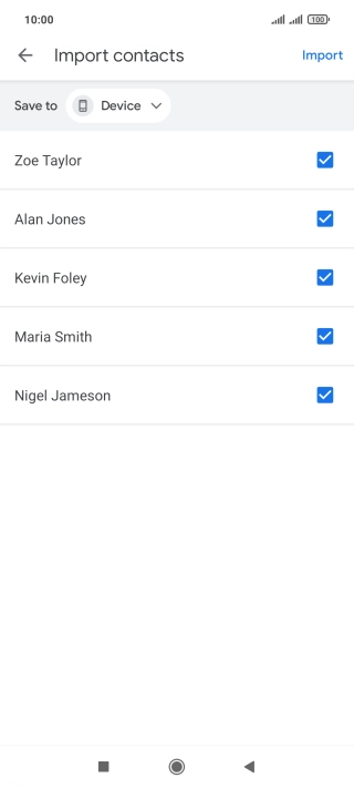Press the fields next to the required contacts to select them.