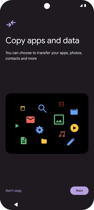 When this screen is displayed, your phone is ready to restore content from a Google One backup.
