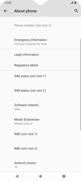 Your phone's software version is displayed below Android version.